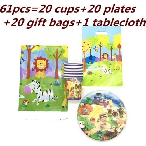 Hot Animal Crossing Party Supplies Sets For Kids Birthday Theme Party Gift Bags Baby Shower Party Tablecloth Happy Party Wedding