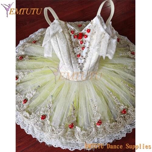 Adult Paquita Performance Professional Ballet Tutu Dress Light Yellow Raymonda Competition Pancake Ballet Costumes Tutu Women