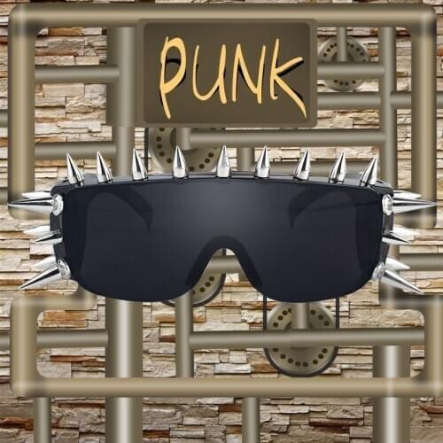 Steampunk Glasses Deal with It One Piece Rivet Sunglasses Lady Fashion Oculos Masculino Points Sun Handmade