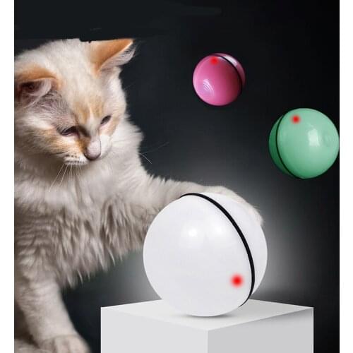 Smart 360 Degree Self Rotating Ball Nontoxic Cat Toys Interactive Pet Kitten Game Led Light USB Charging Stimulate Hunt