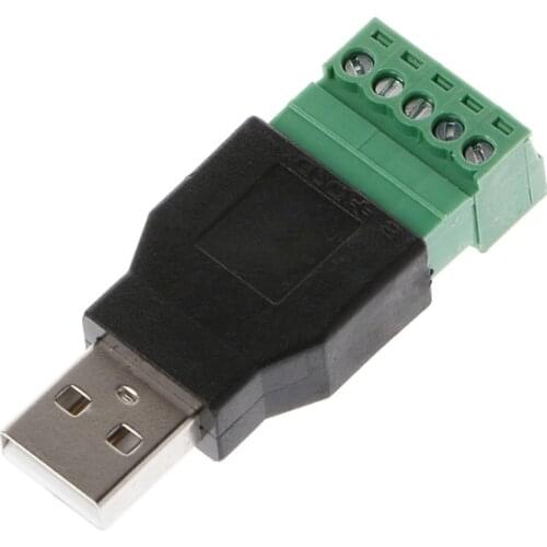USB 2.0 Type A Male/Female to 5P Screw w/ Shield Terminal Plug Adapter Connector G32C