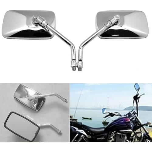 2 Pcs 10mm Motorcycle Rear Side View Mirrors Universal Rectangle Shaped Motorcycle Handlebar Rear View Side Mirrors
