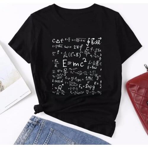 Seeyoushy Mathematical Formula Letter Print Short Sleeve Plus Size 5xl Cotton Woman Tshirts Streetwear Femme T-shirts Y2k Tops