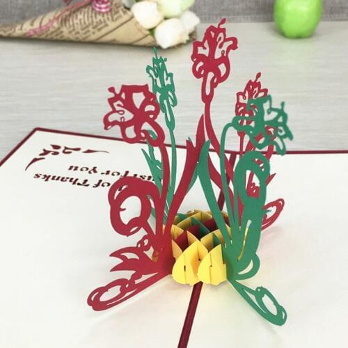 1pc Narcissus Flower Pop Up DIY 3D Greeting Card With Envelope Post Card Handmade Christmas Thanksgiving Birthday Souvenirs Gift