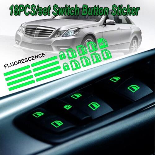 1Pc Car Styling Fluorescent Car Door Window Lift Window Button Sticker Switch Car Sticker Luminous