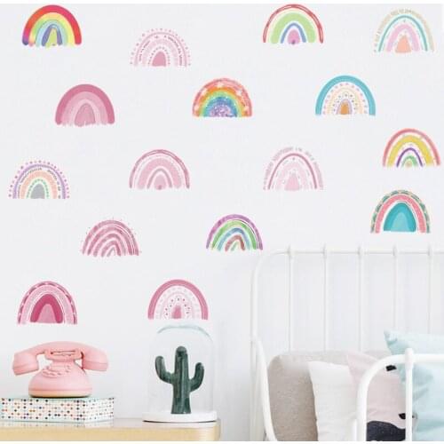 18 Dots Watercolor Hand painted Rainbow Wall Stickers nursery decor children decoration kids room Nordic Bohemia Style Decals