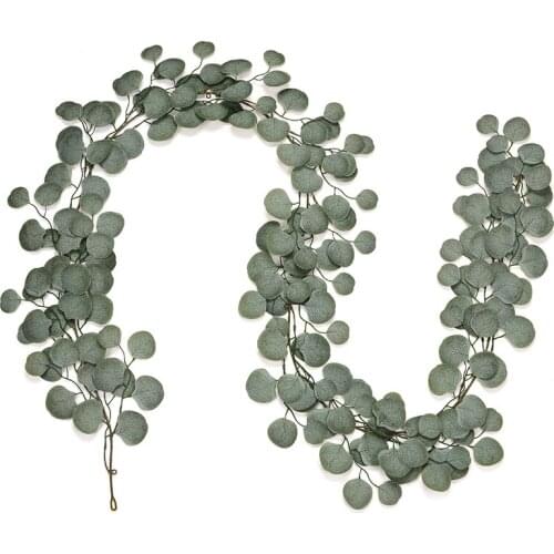 2.3MEucalyptus Garland with Rose Flowers Artificial Vines Faux Silk Greenery Wedding Backdrop Arch Wall Decor Home Dinning Table