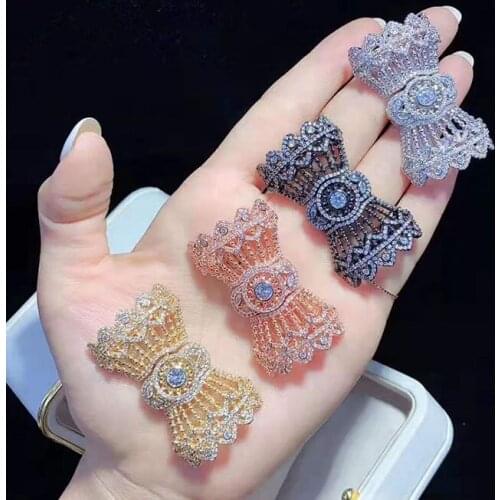 2pcs/lot High Quality CZ Micro Pave Bow Flower Box Clasp, Cubic Zirconia Box Clasp, CZ Pave Tab Insert Clasp Fastener