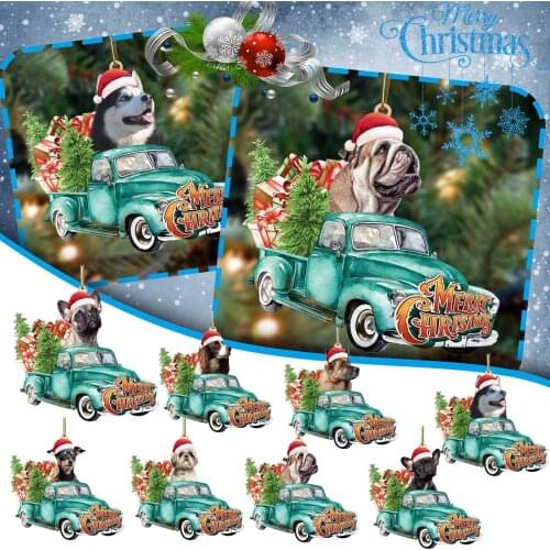 2021 Christmas Ornaments Hanging Decoration Gift Product Personalized Dog Wreath Christmas Tree Ornaments New Year 2022 Navidad