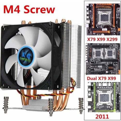 4 Heatpipes CPU Cooler Fan for Intel LGA 2011 X79 X99 3Pin PC Computer Case Heatsink Radiator LED RGB Cooling Fans for HUANANZHI