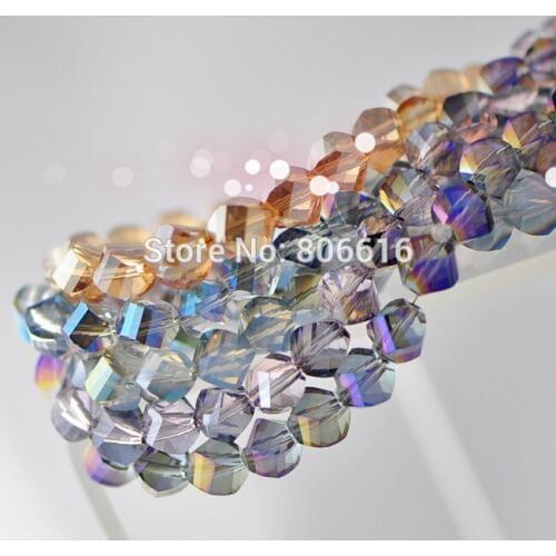 8*8MM 140Pcs Mix 4 Colors Twist Glass Crystal Strand Jewelry Loose Beads