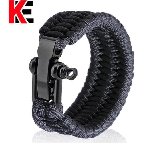 Adjustable Survival Wristband Emergency 550 Paracord Bracelet Parachute Cord Bracelet Wristband Camping Hiking Hand-made Bracele