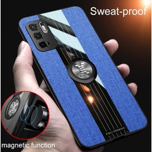 For POCO M3 Pro Case Matte Cloth Texture Ring Holder Shockproof Back Cover For Xiaomi POCO M3 Pro 5G Phone Case