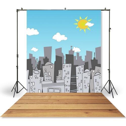 HUAYI Photography Backdrop Newborns Baby Child Photo Booth Background Vintage Super Skyscraper Boys Studio Backdrops XT-3783