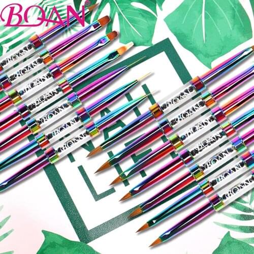 Double Head Kolinsky Acrylic Nail Brush Nail Art Mink Brush Wood Handle Gel Builder Manicure Brush Powder Brush Drawing Tools