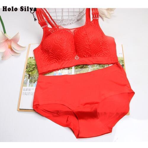 Sexy Smooth Gathering Bra Sets Bralette For Women Push Up Removable Shoulder Strap Bra Sets Wire Free 3/4 Cup Sexy Lingerie Sets