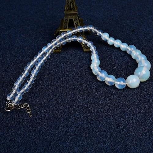 Transparent beads with a cloudy feel Light Blue Beads had A Transparent sheen ,Easy to Match Opal Necklace