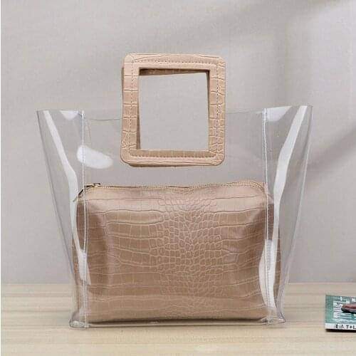 Summer Beach Bags 2021 Women Fashion Candy Transparent Clear Jelly Bags Composite Bags Tote Handbags