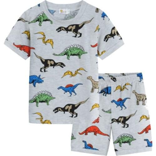 Hot Sale Summer Cute Dinosaur Pajamas For Boys Girls Cotton Short Sleeve Pyjamas Set Children Animals Printed Pijama Clothes
