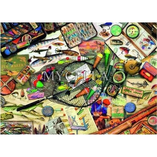 Cartoon 5d Diy Diamond Painting Fishing Diamond Embroidery Full Picture Rhinestone Mosaic Christmas Gift Poster Home Decor Craft