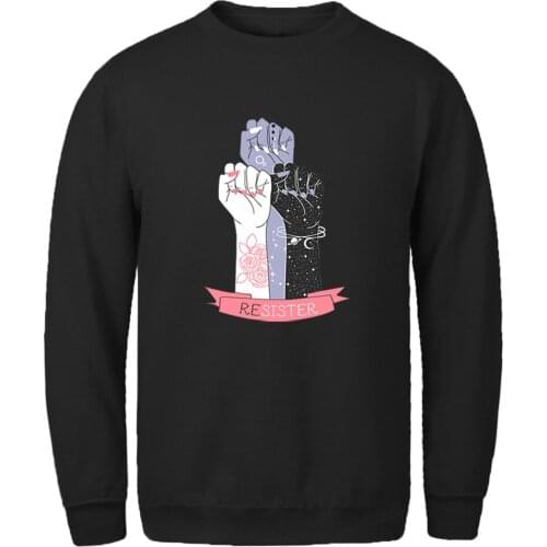 Mens Sweatshirt Resister Print Casual Long Sleeve Hoodie Vintage Standard Leisure Mans Clothing Retro Winter Supoleron Hombre