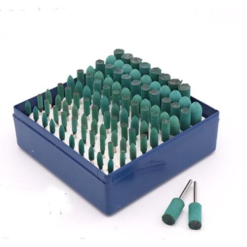 100PCS Abrasive Stone Set 3MM Shank Metal Grinding Head Rubber Jewelry Grinding Wheels Bit