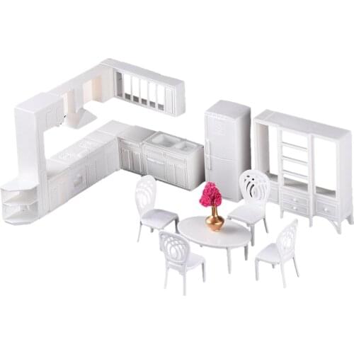 9pcs 1/25 Scale Furniture Model Set Delicate Kitchen Table Chairs DIY Accessories Dining Room Furniture Ornaments