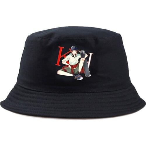 K Project Summer Foldable funny anime print Bucket Hats for men Hip Hop Beach Sunscreen Fisherman Cap panama hat women