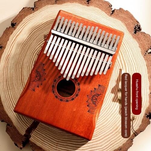 17 Key Portable Mahogany Kalimba Wooden Thumb Piano Musical with Armrests Portable Finger Piano for Children Adults Beginner