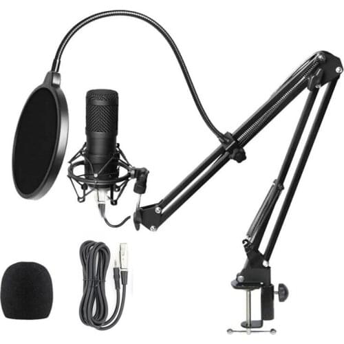 New BM800 Professional 3.5mm Wired Condenser Studio Microphone with Stand Holder +Pop Filter