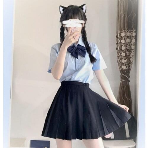 Plus Size 6XL 7XL 8XL Women Japanese School Uniform Shirt Tops Pleated Skirt For Teenagers Girl Clothes Party Two Piece Outfits