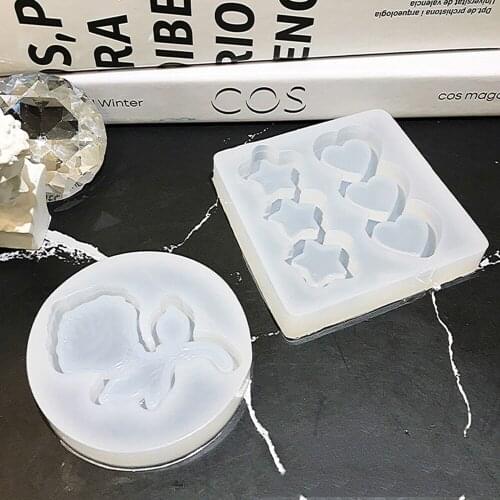 Rose Flower Shaker Silicone Mold Diy Resin Heart Star Shakers Charms Epoxy Resin Jewelry Accessories Pendant Cake Molds Handmade