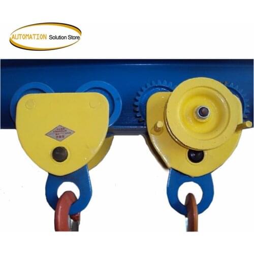 Manual single beam geared trolley I-beam monorail trolley lifting chain hoist chain block crane lifting sling