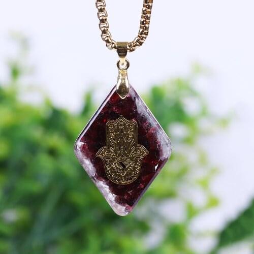 Hand Of Fatifa Orgonite pendant Natural Garnet Pendant Energy Necklace Healing Jewelry For Women 2020 New