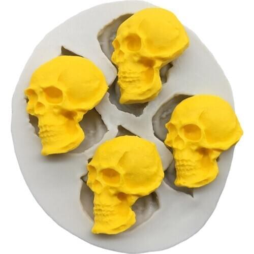 4 Skull Halloween Silicone Sugarcraft Mold Chocolate Cupcake Baking Fondant Cake Decorating Tools