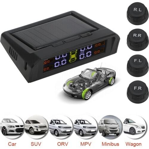USB or Solar Charging Auto Alarm tool HD Digital LCD Display TPMS Car Tire Pressure Alarm Monitor System