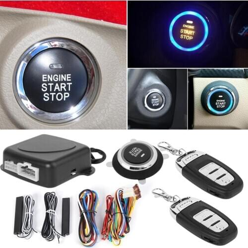 9pcs/set Car Keyless Entry Engine Start Alarm System Push Button Remote Starter Stop