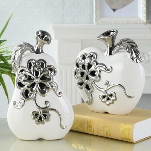 Modern Cerimic Hand-Carved Apple And Pear Miniature Figurine Plant Fruit Porcelain Crafts Home Wedding Decorations Accessories