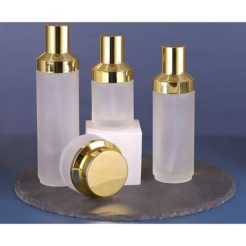 120ml glass lotion bottles with press pump for Cosmetic toner lotion Essence liquid Skin Care packaging Empty cosmetic container