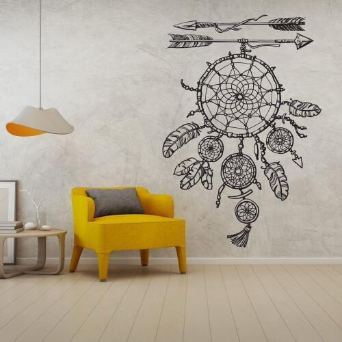 Arrows And Amulets Dream Catcher Wall Decal Dreamcatcher Sticker Home And Hotel Room Decoration Removable A002031