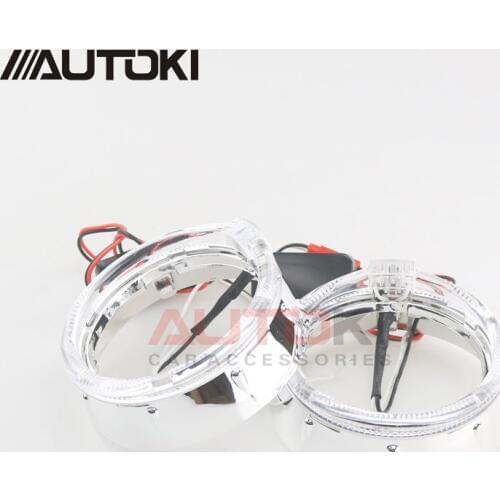 Autoki 2018 update Led Guide Angel Eyes with shrouds Car Styling DRL Halo Ring for 2.5inch bi-xeno projector lens