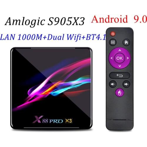 5PCS Android 9.0 TV Box X88 PRO X3 4G 128G Max Amlogic S905X3 Quad Core 8K HD 2.4G/5G Dual Wifi LAN 1000M Youtube Media Player