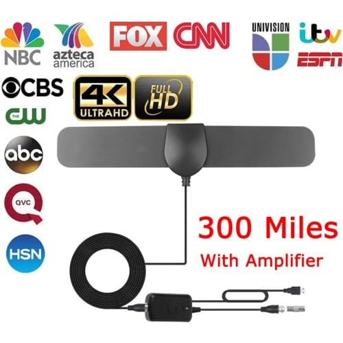 Kebidumei Digital TV Antenna Amplifier 300 Mile Range HD Indoor 4K Digital Antenna Amplifier HDTV 1080P HD TV Antenna Booster