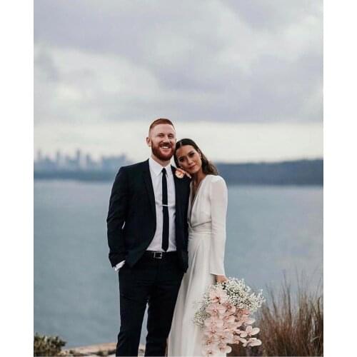 Vestidos De Novia 2021 V Neck Wedding Dresses Sheath Bridal Dress Bridal Gowns Custom Make Mariage Bride Dresses