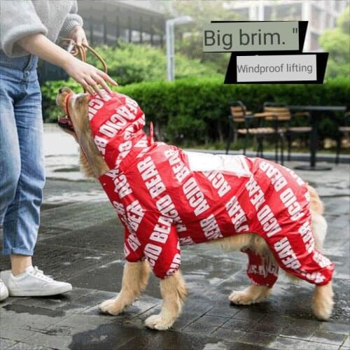 Euramerican style big dog waterproof raincoat four feet golden retriever raincoat samoyeds labrador pet big dog clothes