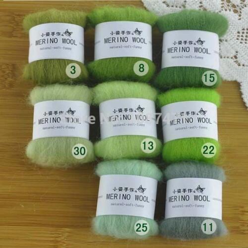 High quality wool roving Statehood wool strip wool felt poke fun handmade diy material kit green 5 department Free shipping