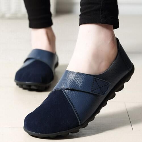 Women Flats Leather Shoes Woman Casual Hook & Loop Girl Flats Loafers Ladies Fashion Women Shoes Plus Size Walking Driving Shoe