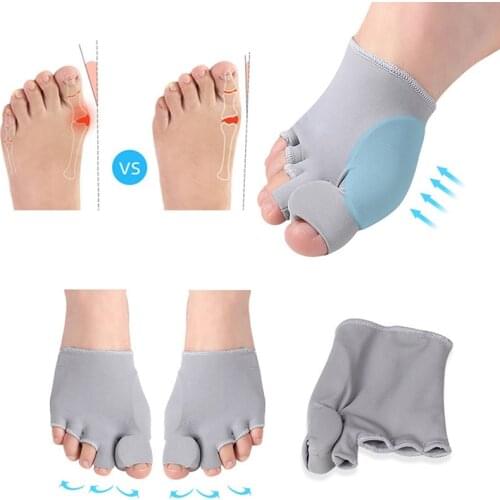 1Pair Toe Separator Hallux Valgus Bunion Corrector Orthotics Feet Bone Thumb Adjuster Correction Sock Straightener Brace