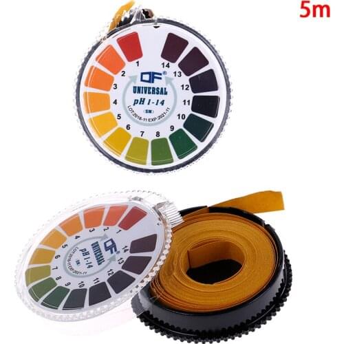 1pc 5M Alkaline Acid Indicator phMeter Test Paper Roll 0-14 PH Meters tornasol Water Urine Saliva Soil Litmus Accurate Measuring
