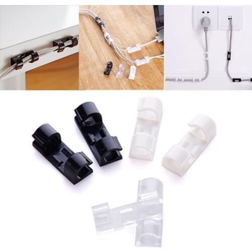 20x Cable Clips Adhesive Cord Management Wire Holder Organizer Clamp Fasteners Bedroom Organization TV USB PC Cable Line Clip